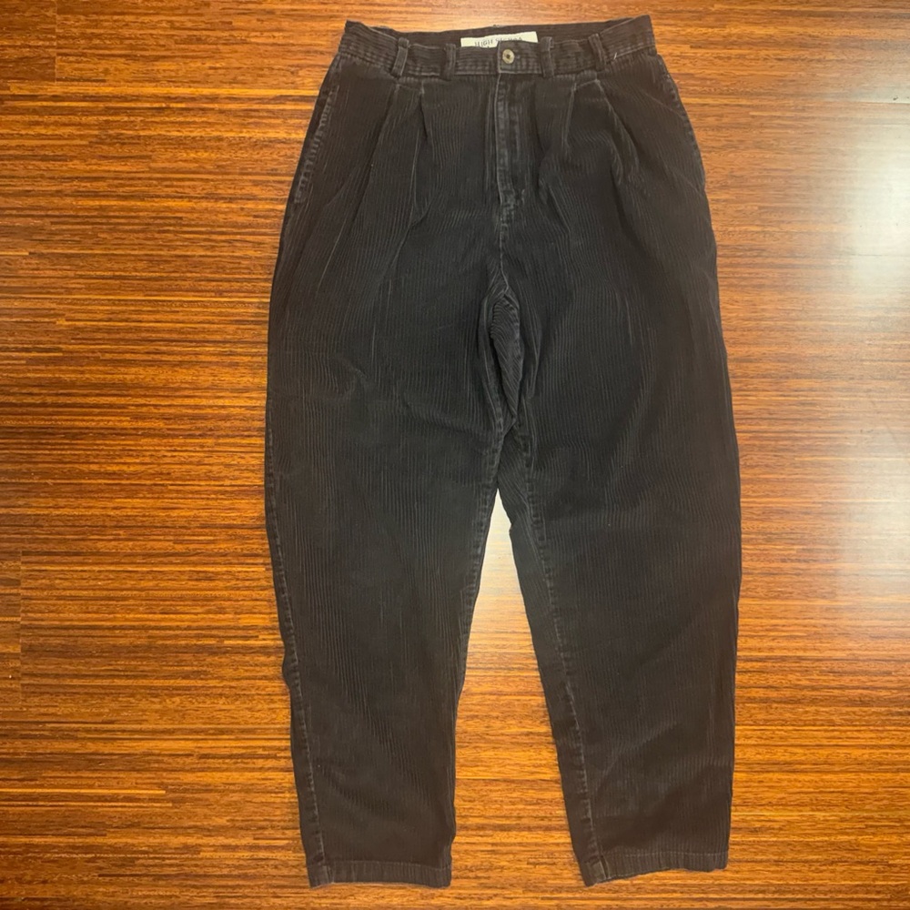 Vtg 90s High Sierra Black Wide Wale Corduroy Pants High Rise Pleated Baggy Fit